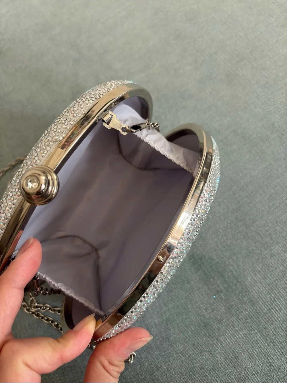 Sparkling Silver Crystal Evening Clutch with Multicolor Accents